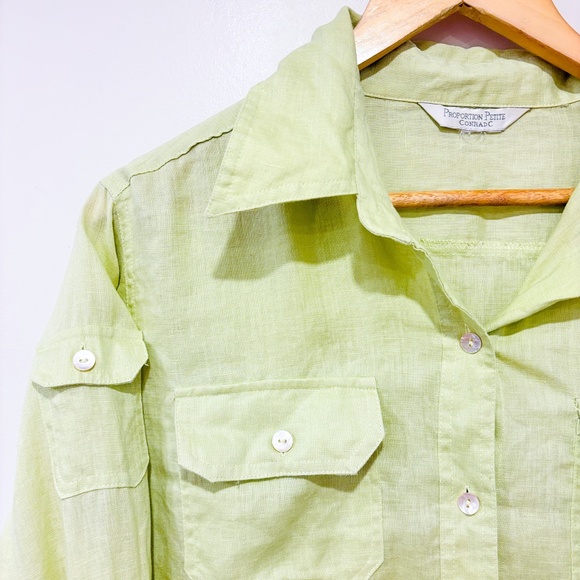 PROPORTION PETITE CONRAD C Lime green button down shirt - Picture 2 of 9